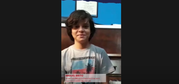 Miguel Brito, Aluno do Projeto Crescer com Arte das Faculdades Trilógicas